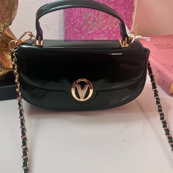 NWT VALENTINO ORLANDI Elegant Dark Green Patent Leather Handbag - Picture 1 of 6